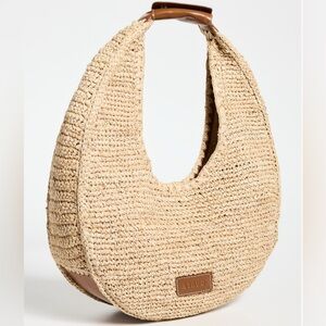 Staud Large Raffia Moon Tote Bag